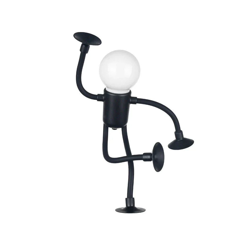 A versatile sportsman-inspired night light that can be posed in various positions and adheres to smooth surfaces with a vacuum suction cup base