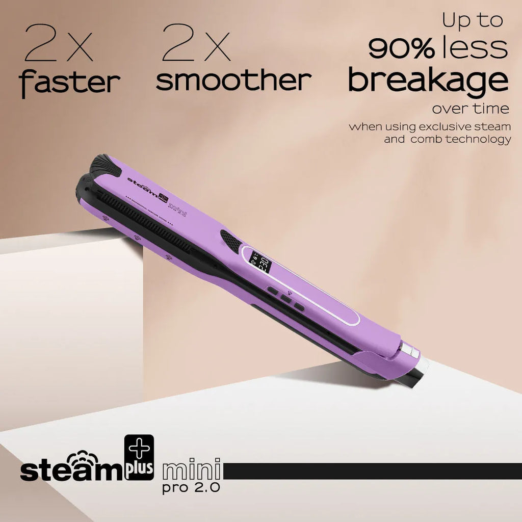 Mini steam spray hair straightener in purple rose red or champagne colour with European plug