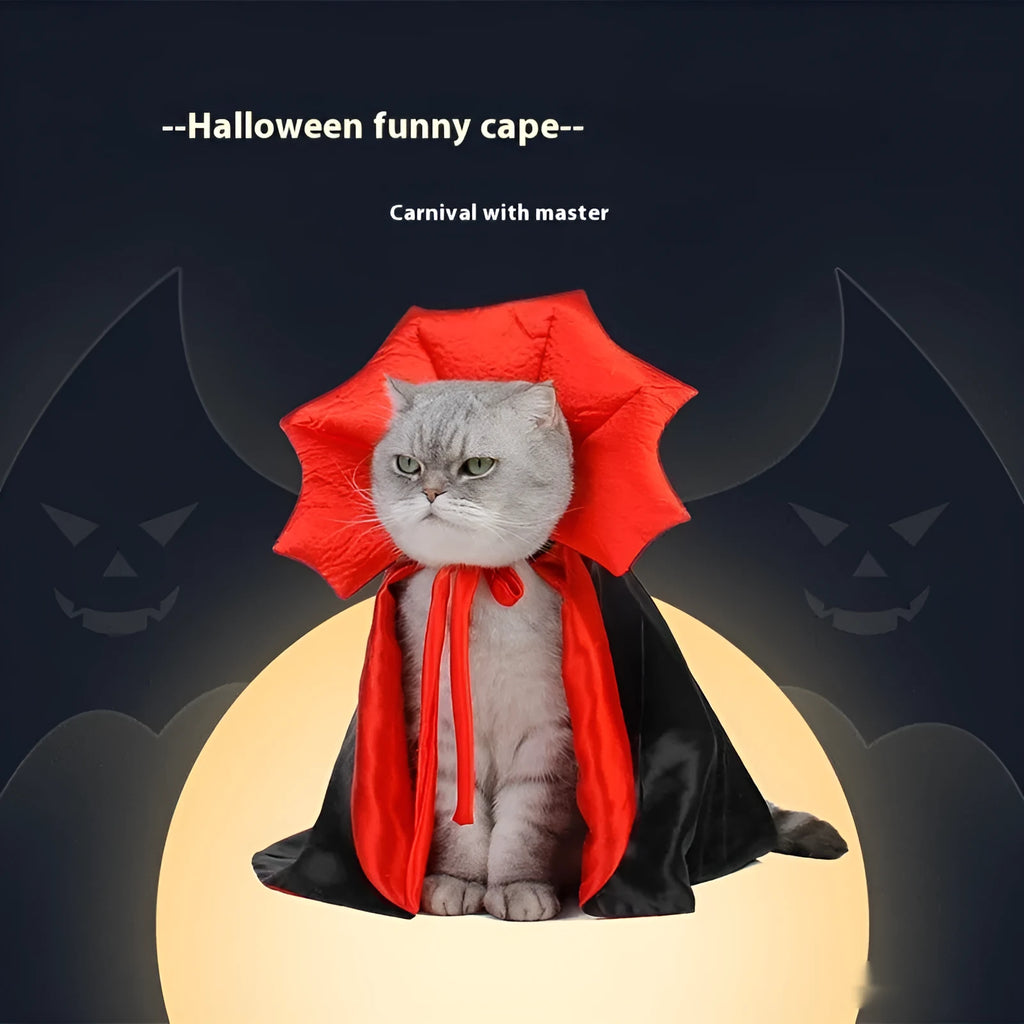Halloween pet costume black red polyester outfit for cats dogs free size