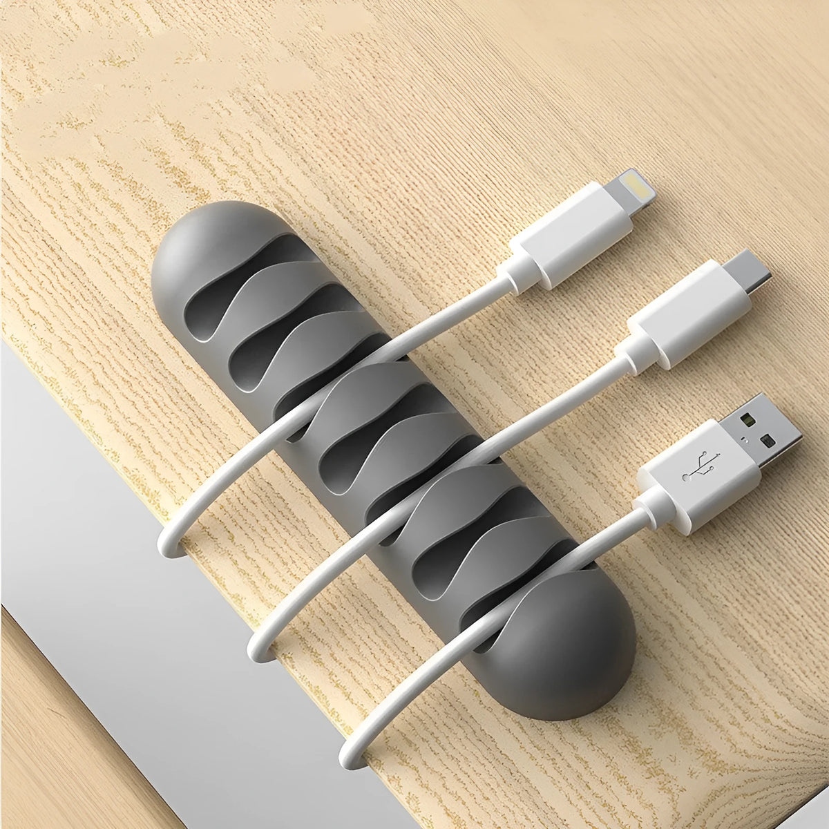 TPR cable holder clip for USB earphone and network cables with flannelette screen wipe on the back