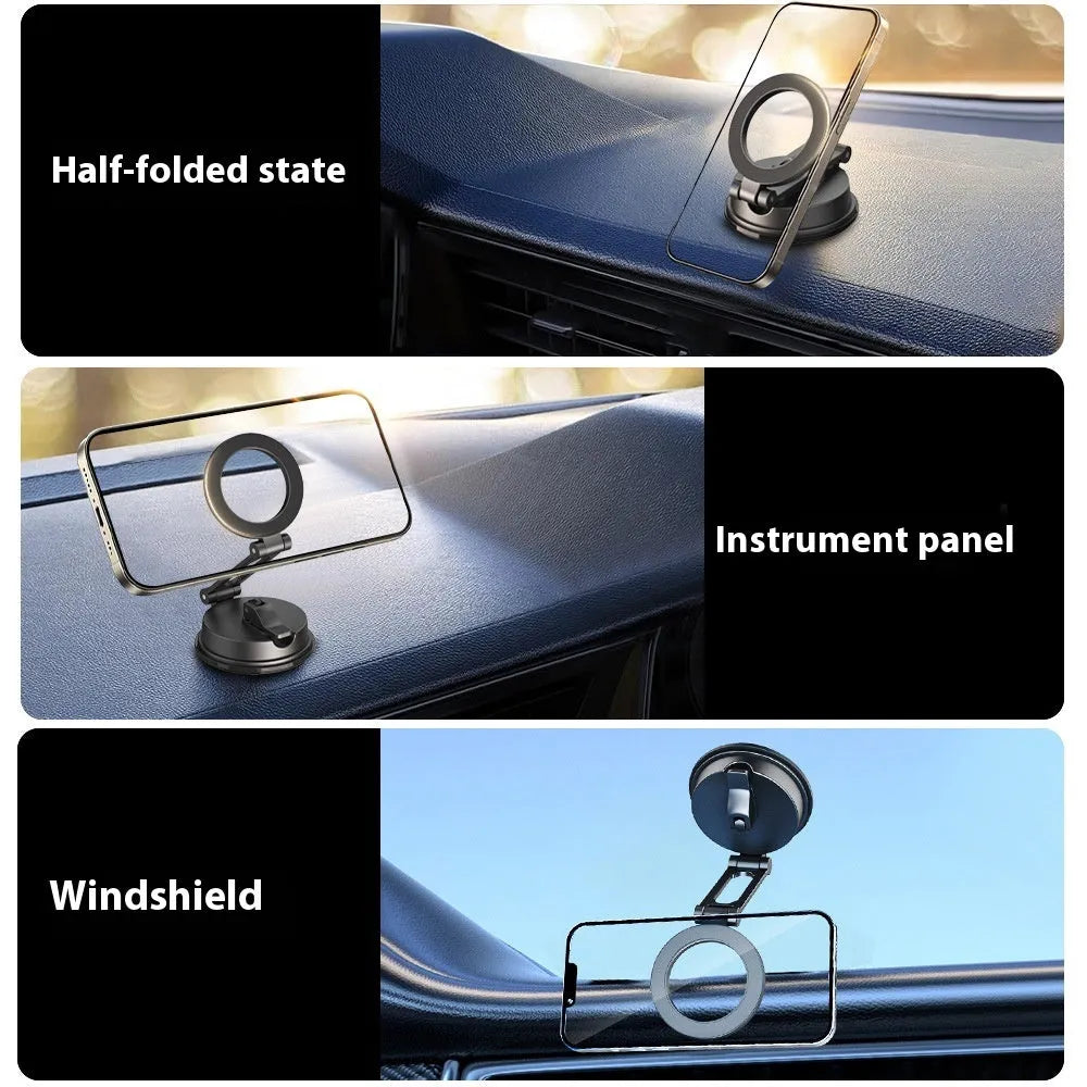 Black H154 car magnetic phone holder with suction cup mount on a dashboard