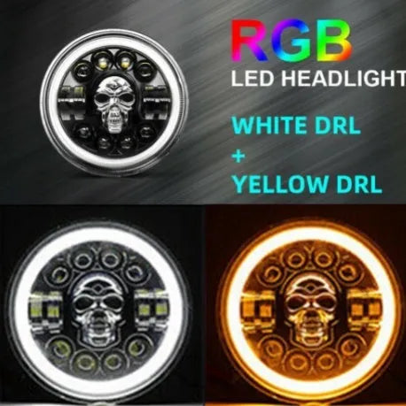 7-inch off-road turn light with skull head design and aviation aluminium housing.