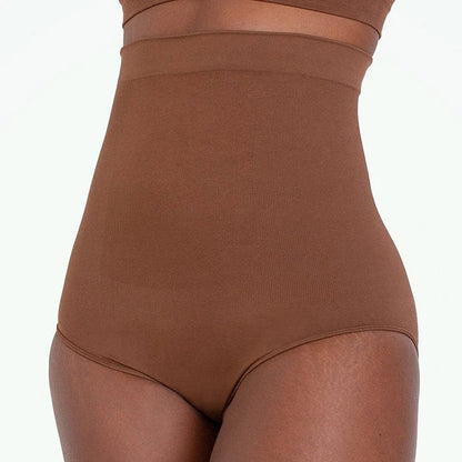 Women's high-waist sculpting pants in black, skin tone, and coffee colors