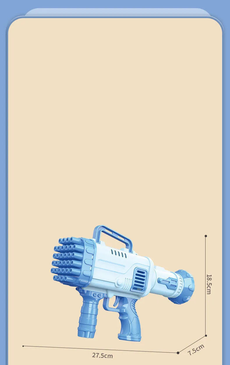 32 holes bazooka bubble machine electric children's toy bubble gun in cherry pink or sky blue