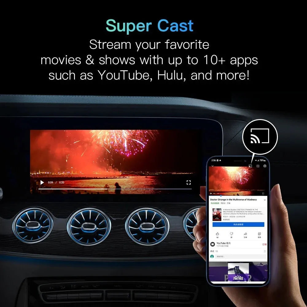 Wired to wireless CarPlay Android Auto adapter for original car with USB-HDMI port, plastic, 120 * 3 mm, AI-900-RK