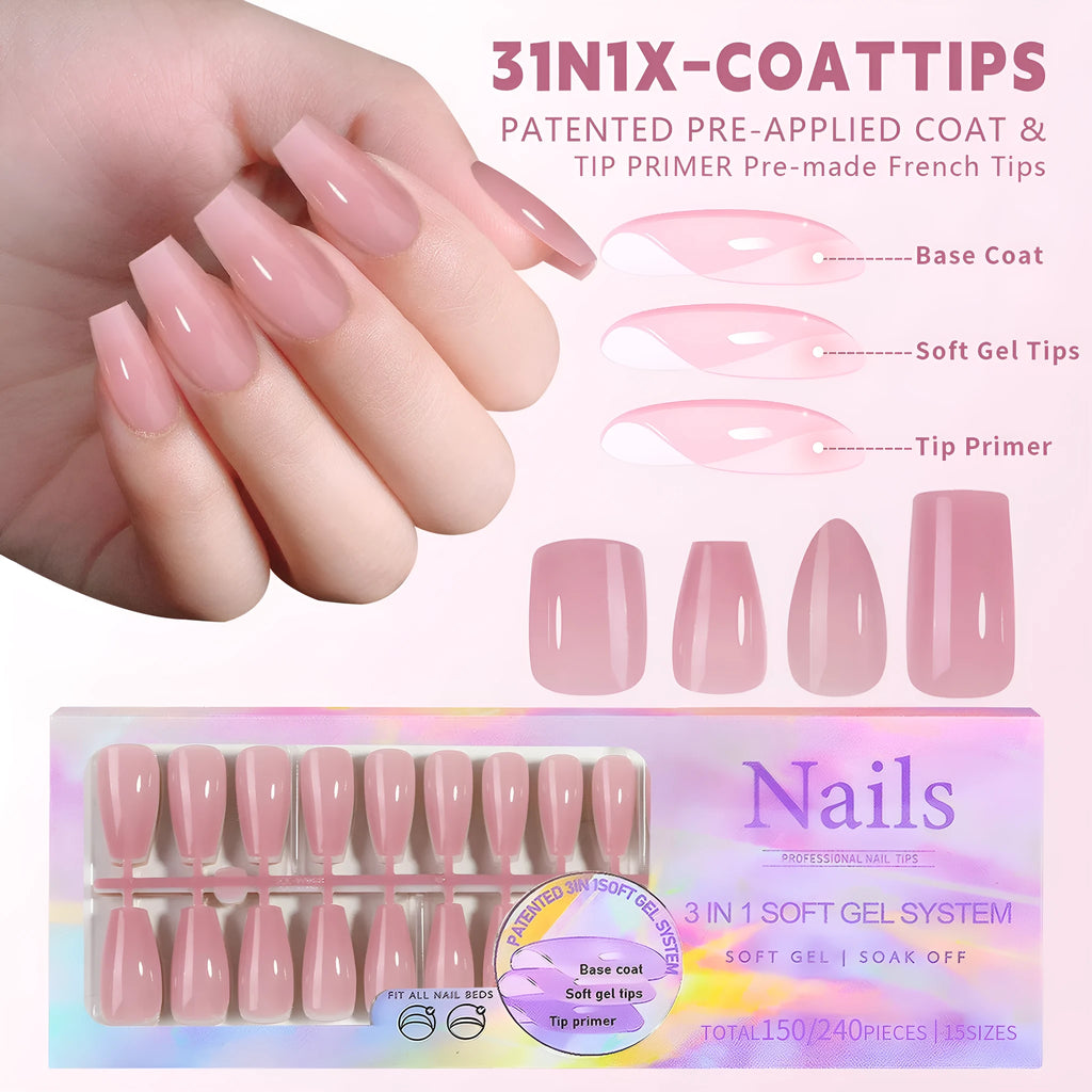 Box of nude-coloured seamless removable nail stickers for ladies, showing ultra-thin design.
