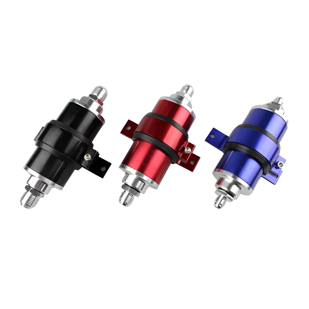 Aluminium alloy universal petrol filter bracket shown in available colours