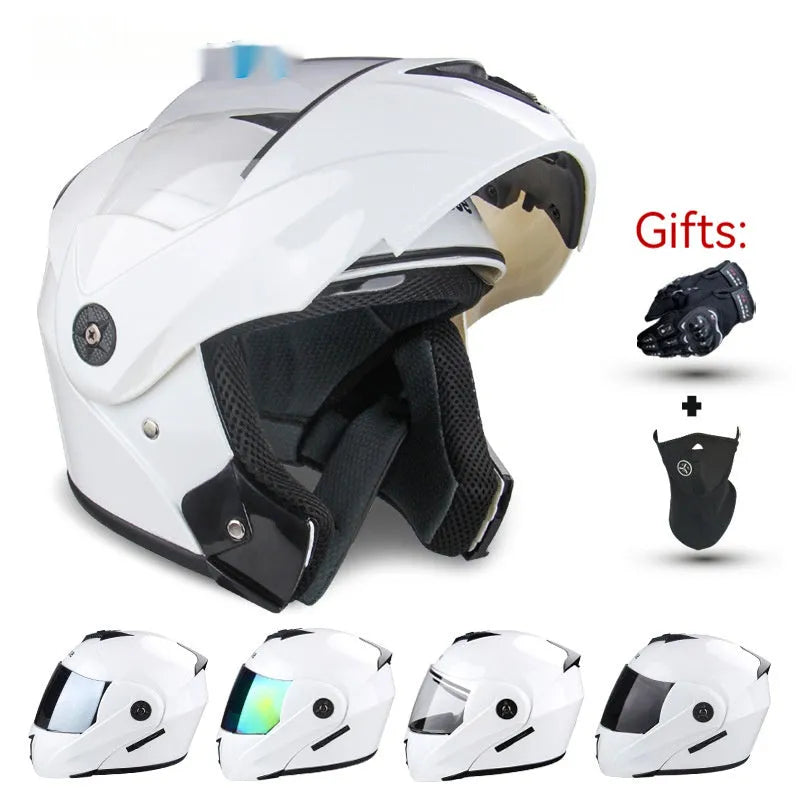 ABS plastic motorcycle helmet with exposed double lens design for electric vehicle riders