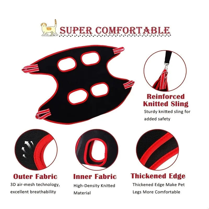 Pet grooming restraint bag hammock hanging for cat or small dog nail trimming and bath