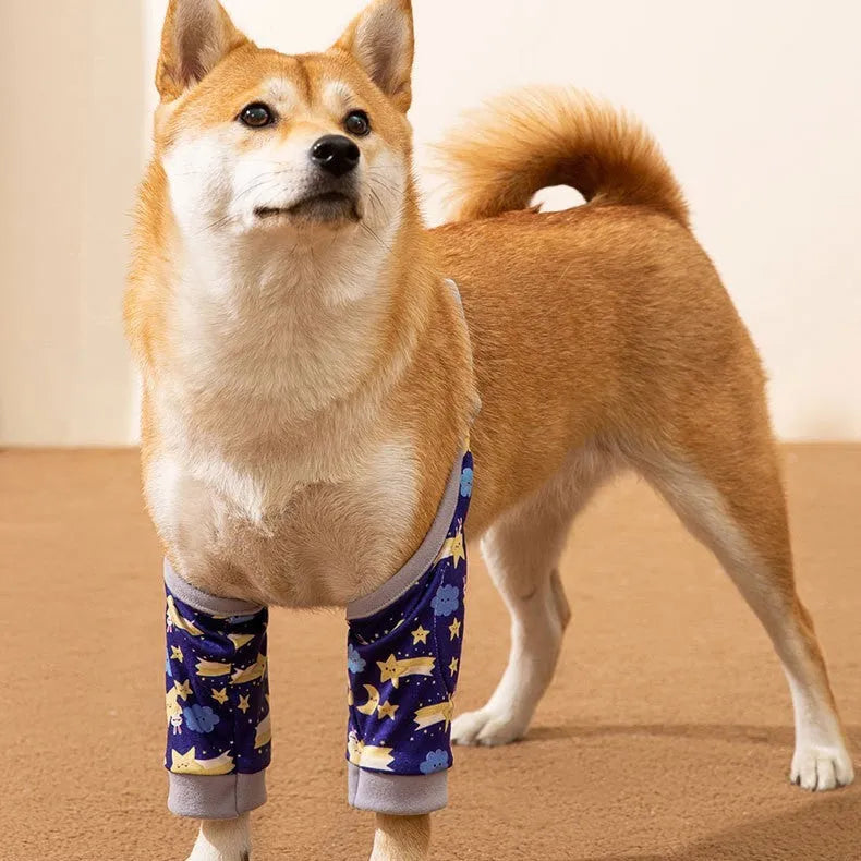 Blue pet knee pad made of polyester for dogs, anti-dirty joint protective cover, size L to 3XL