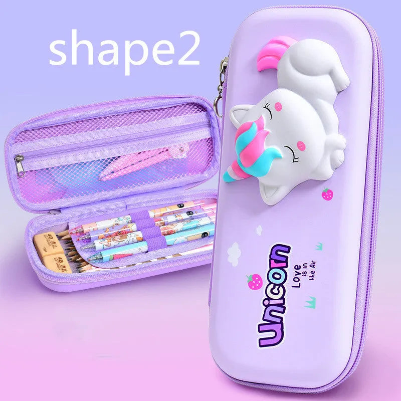 3D decompression pencil case EVA material square design cartoon pattern