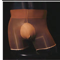 Men's shiny nylon stockings underwear in black colour with lace closing and mid-waist design
