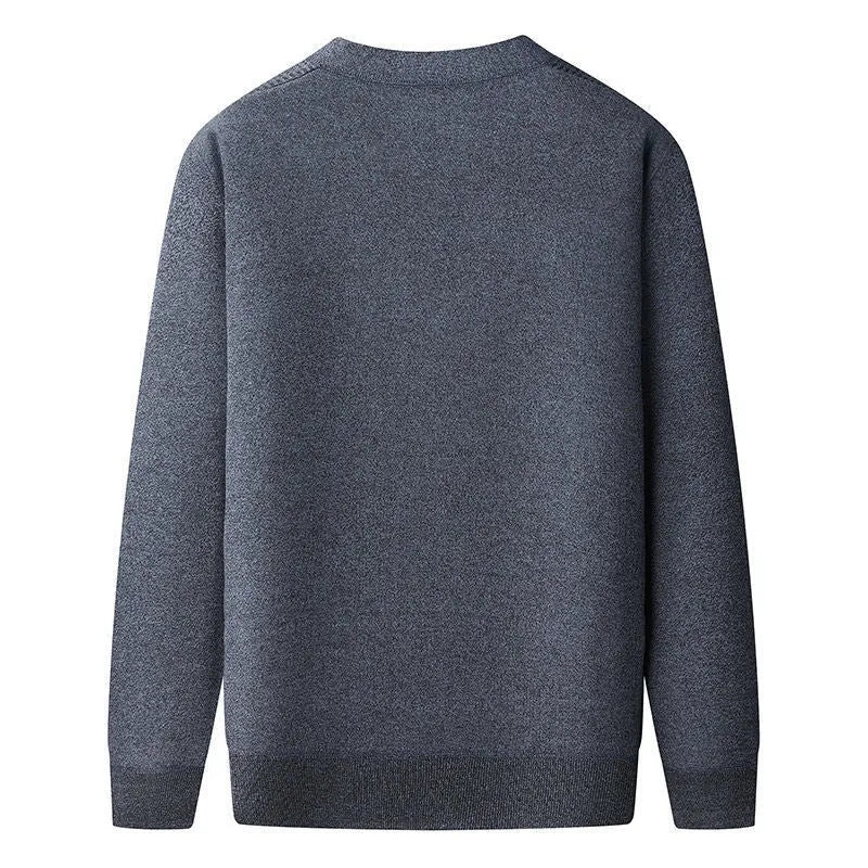 Men's grey batwing sleeve cardigan with wool lining shown on a hanger.