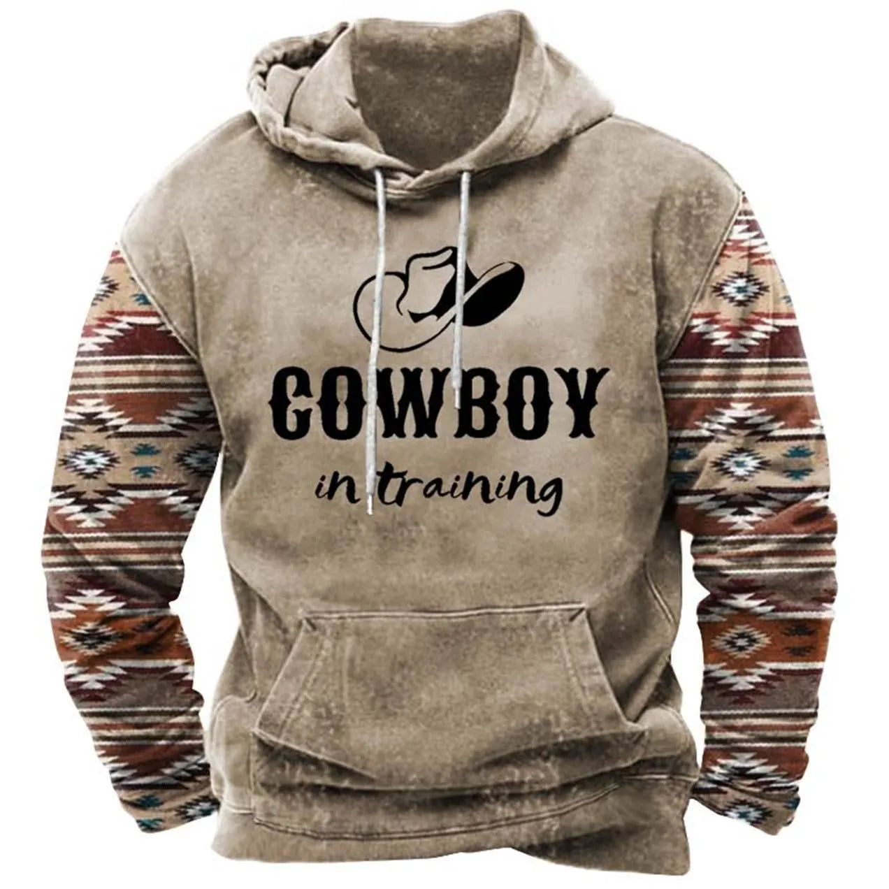 Men's 3D digitally printed hooded pocket sweatshirt in polyester fibre, long sleeves, front pocket, multiple colour options.