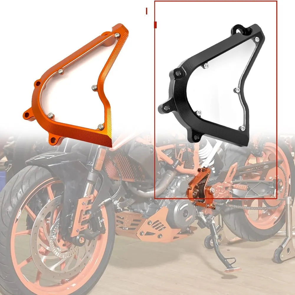 Black or orange KTM motorcycle chain cover for Duke 250 and 390 models