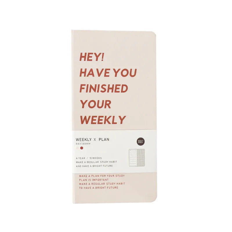 Weekly planner diary handbook with 100 pages available in blue, brown, green, and purple colours
