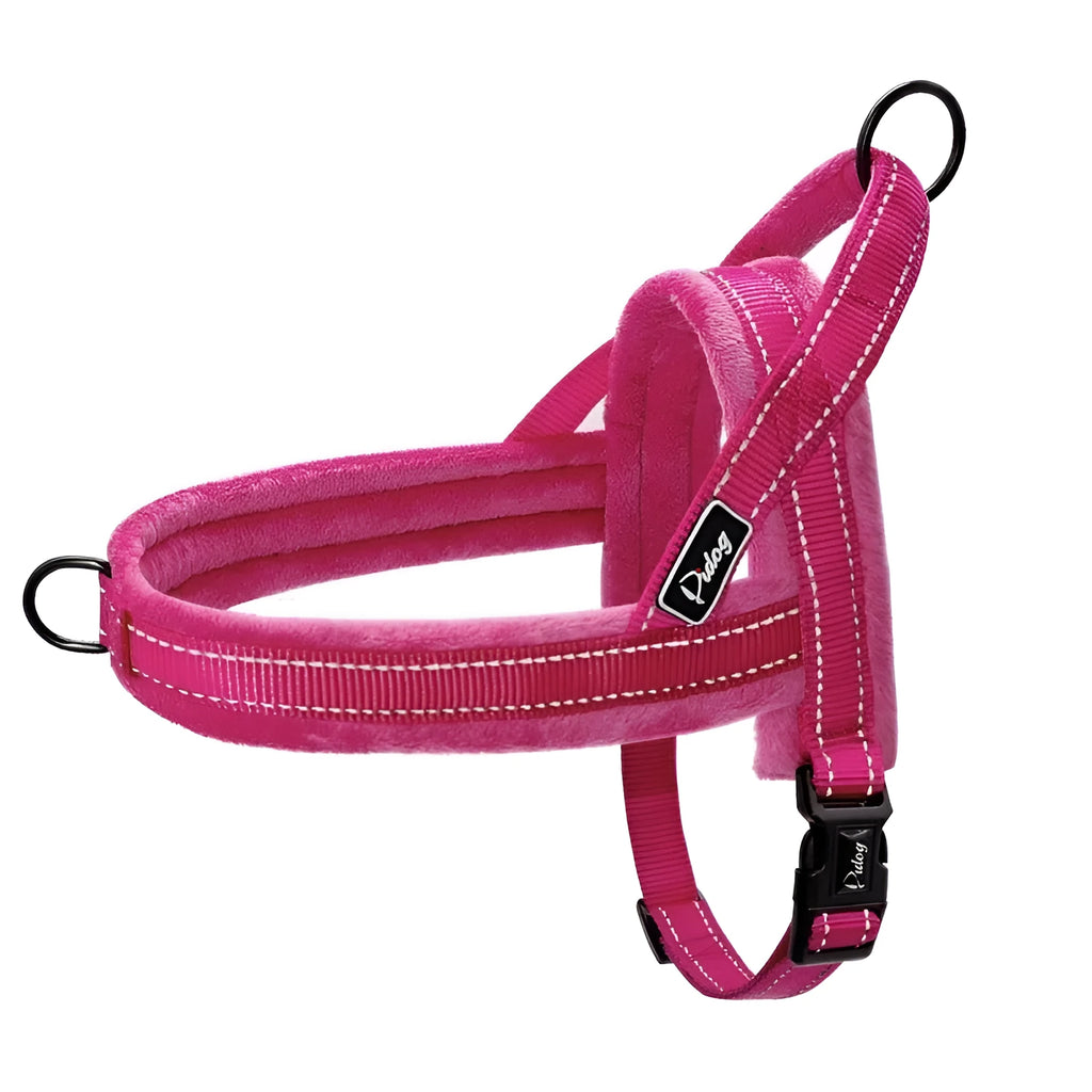No pull dog harness with leather padded strap in black, for large dogs, sizes XS to XL