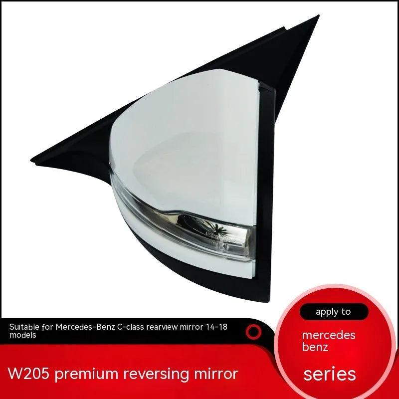 Mercedes-Benz W205 C-Class rearview mirror assembly replacement part in ABS plastic.