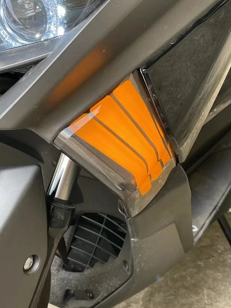 Two yellow LED cornering indicator lights for Tianying TS150 motorcycle retrofit kit.