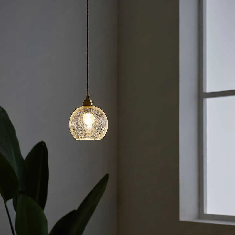 Brass and glass ball chandelier ceiling light with retro design