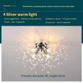 Round chrome dandelion crystal ceiling lamp with four light heads, 40cm diameter