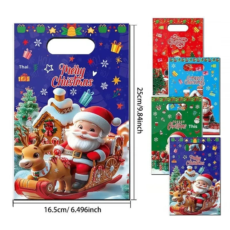 50 pack Christmas candy clutch party gift bags in pearlescent plastic film assorted styles