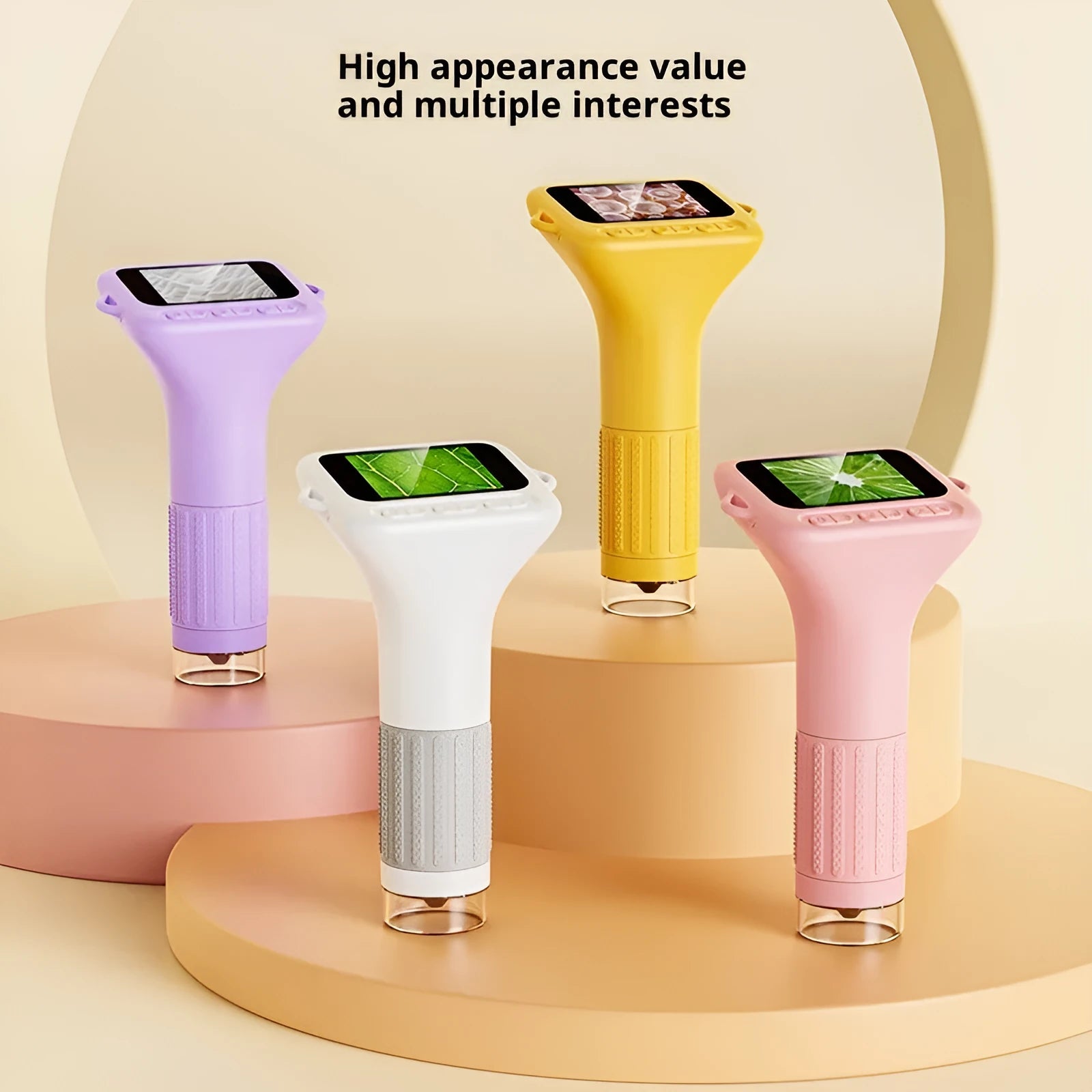 Portable children's digital HD microscope with 100x magnification and manual focusing in white and orange colour options