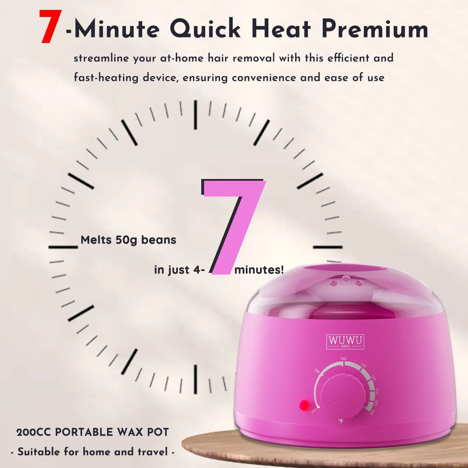 27-piece hair removal waxing kit showing wax heater, coloured wax beads, applicator sticks, and guidebook