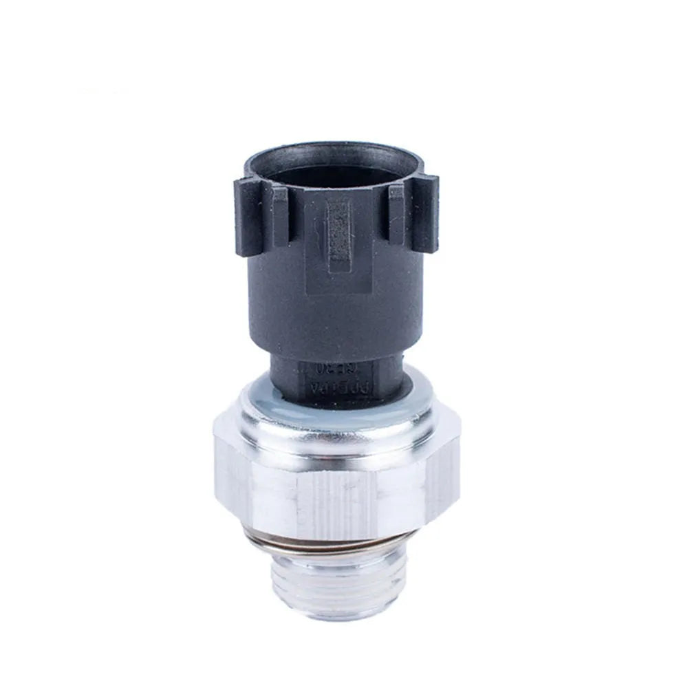 Silver automobile fuel pressure sensor with Type 0 connector for car fuel system diagnostics