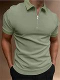 Men's solid colour polo shirt in casual fit with neat polo collar and short sleeves, available in multiple colours