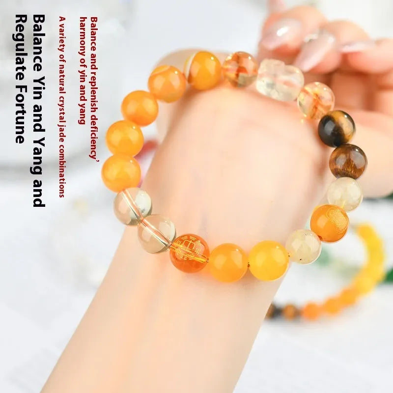 Handmade Five Elements natural crystal bracelet with geometry beads