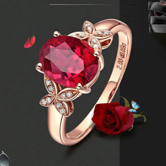 Women's copper butterfly ring with 18k rose gold plating in heart shape design