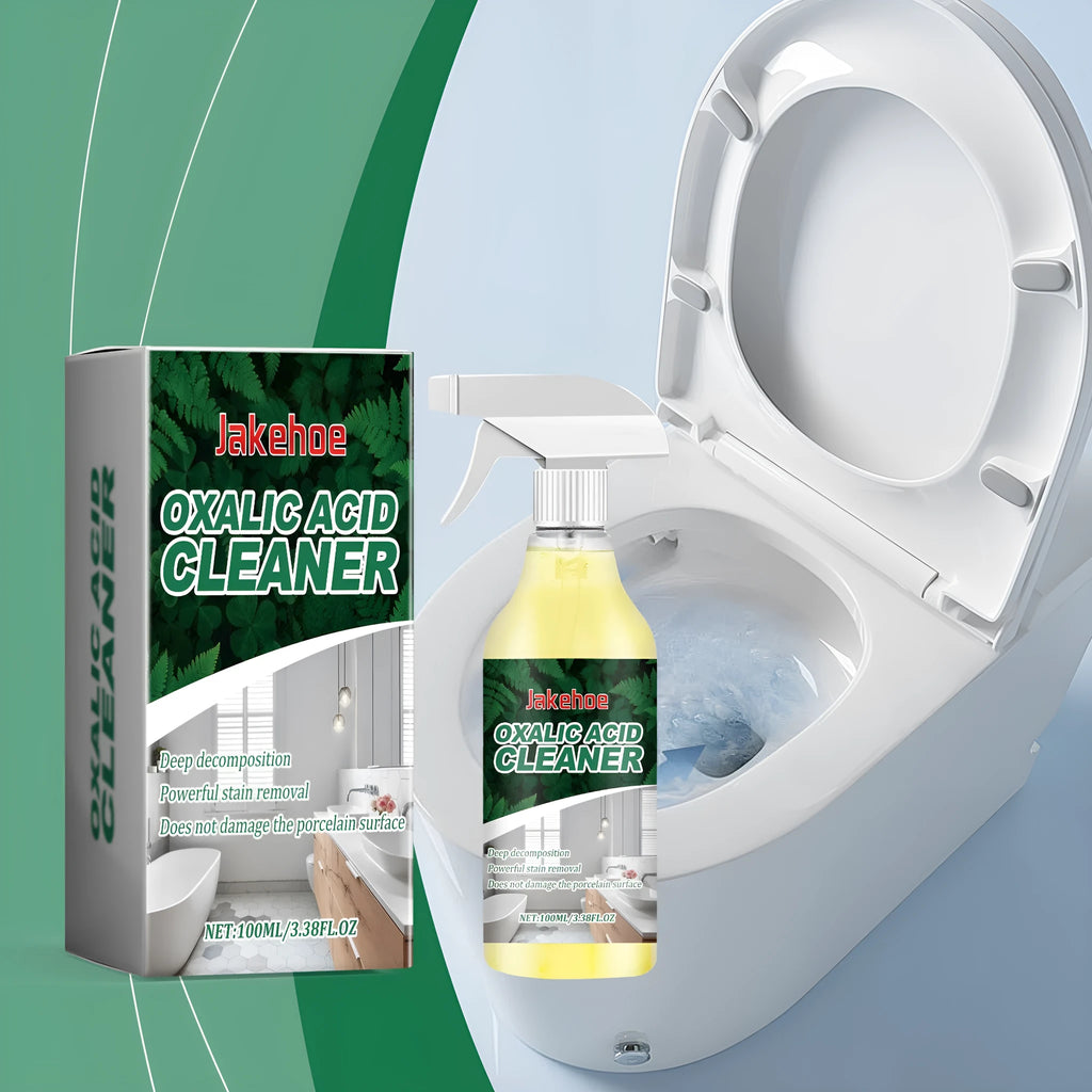 100ml oxalic acid toilet cleaner bottle, 9.3cm by 11.8cm, for stain and decontamination cleaning.