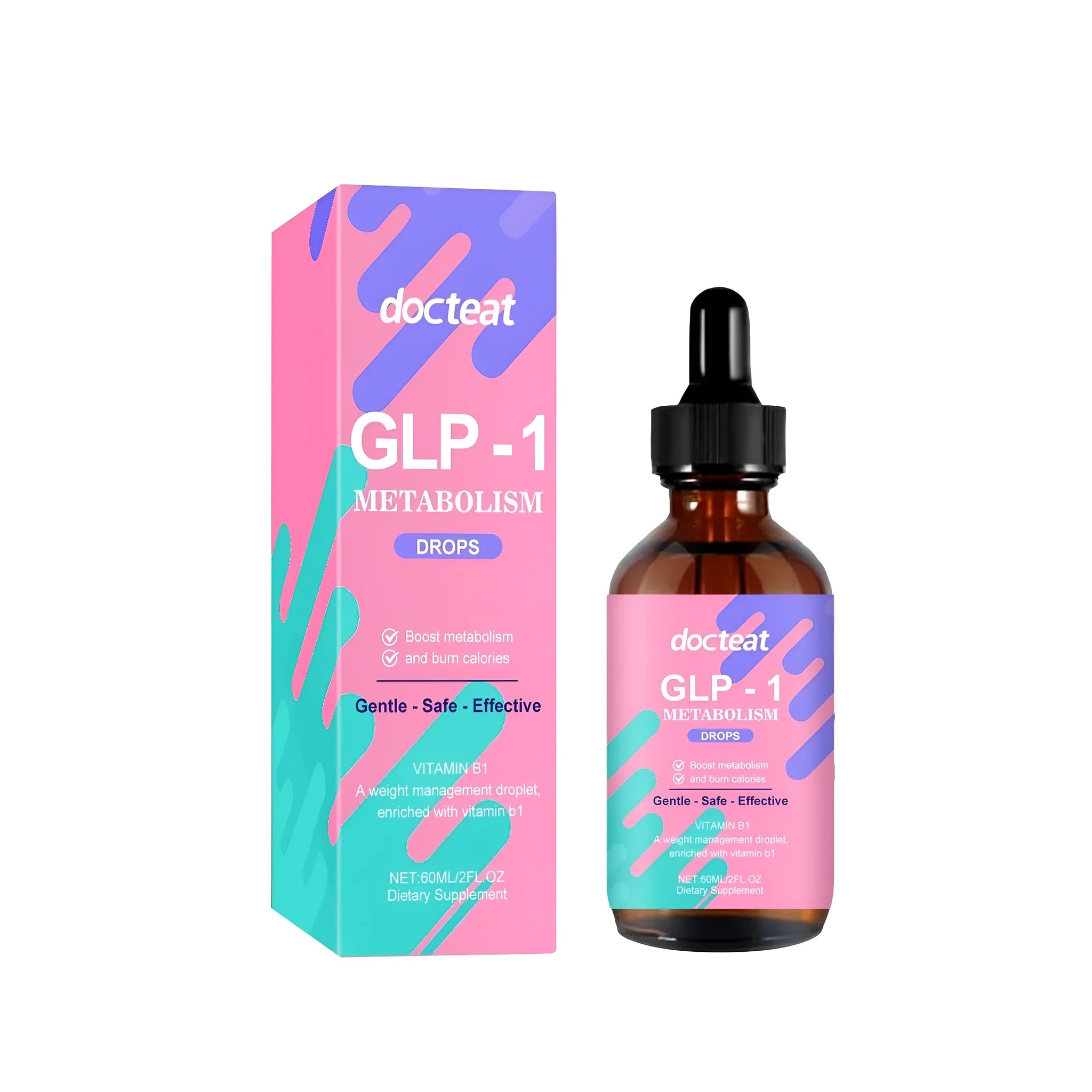 60ml glass bottle of loquat and grapefruit plant extract drops with a plastic dropper.