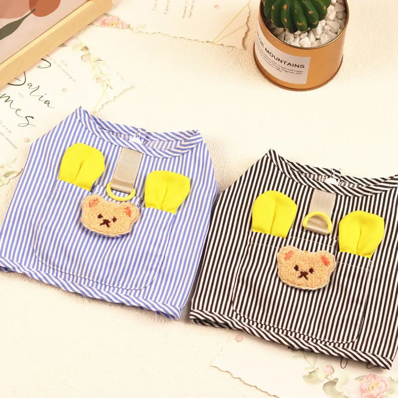 Cotton dog vest in black for small to extra large breeds, casual style
