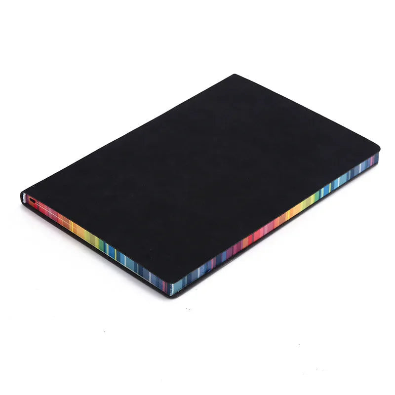 Rainbow side A5 PU leather notebook with lock line binding and 100g Daolin paper