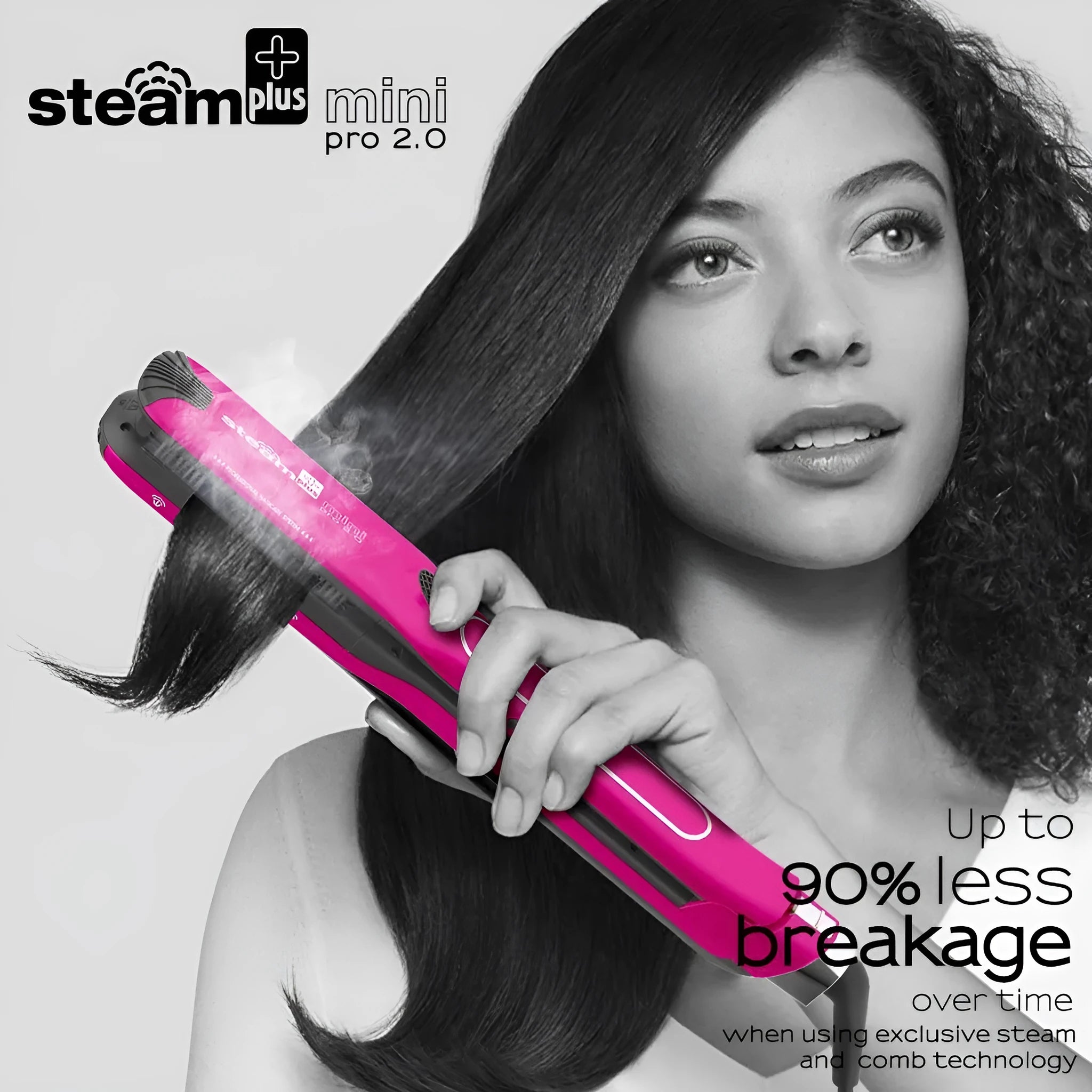 Mini steam spray hair straightener in purple rose red or champagne colour with European plug