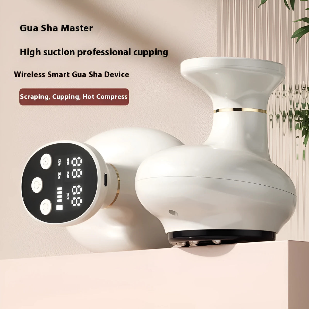 Large suction cupping therapy massager with infrared heating, Type-C charging and 1800 mAh battery in white, red or green
