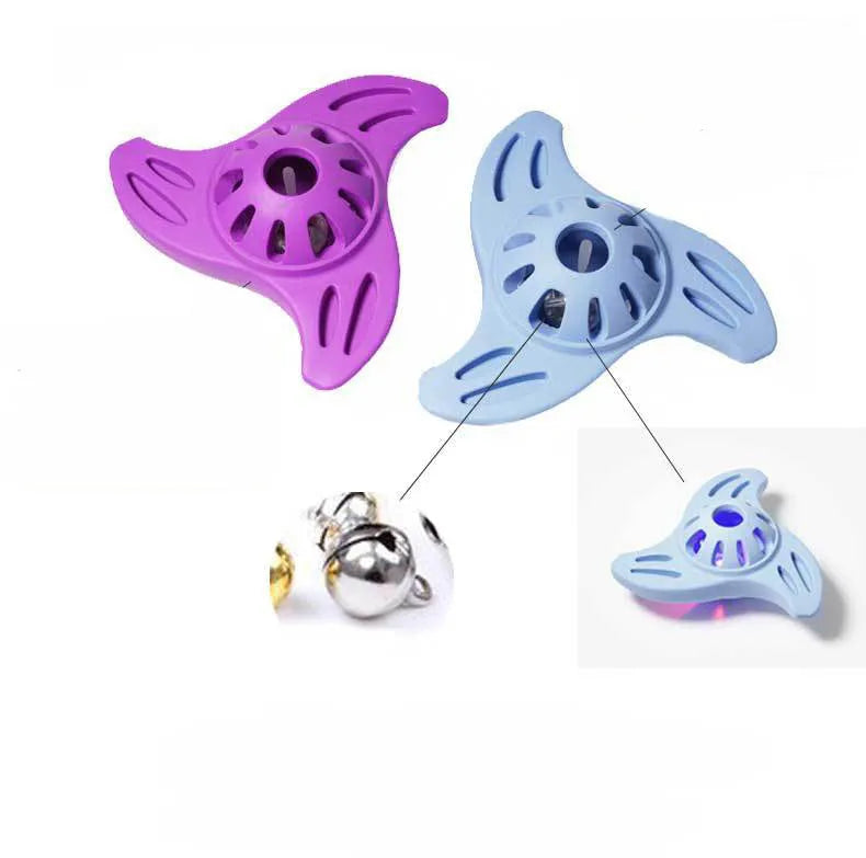 Blue bite resistant boomerang-shaped dog toy for medium and large breeds on a plain background.