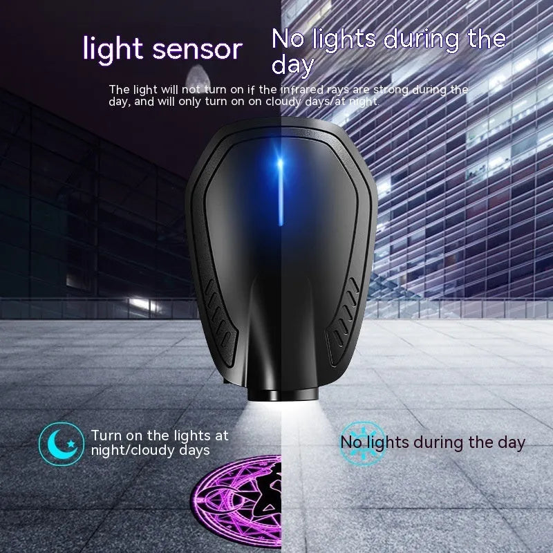 F2 rechargeable wireless car welcome light in black colour with ABS plastic housing