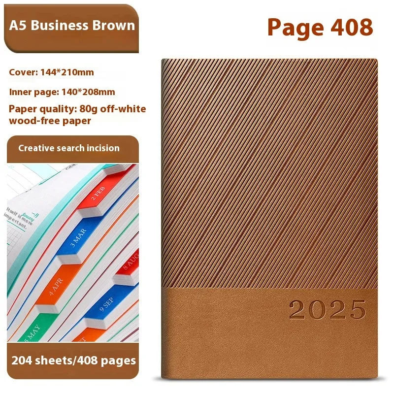A5 thick notepad with striped PU leather cover in one of eight colour options