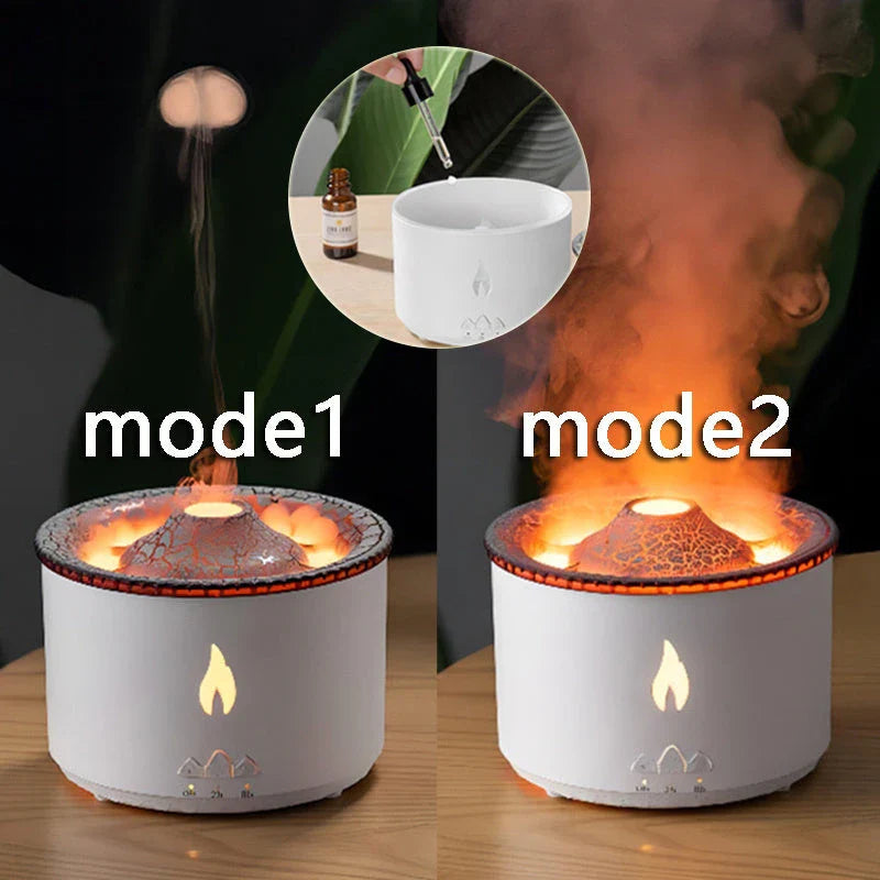 Ultrasonic Aromatherapy Diffuser with mesmerizing flame and jellyfish-inspired light effects, providing customizable relaxation and ambiance