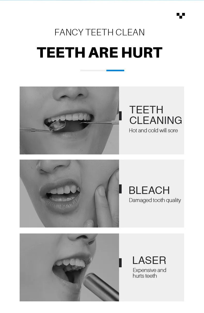 Teeth whitening mousse 50ml oral cleaning foam in white bottle with blue label