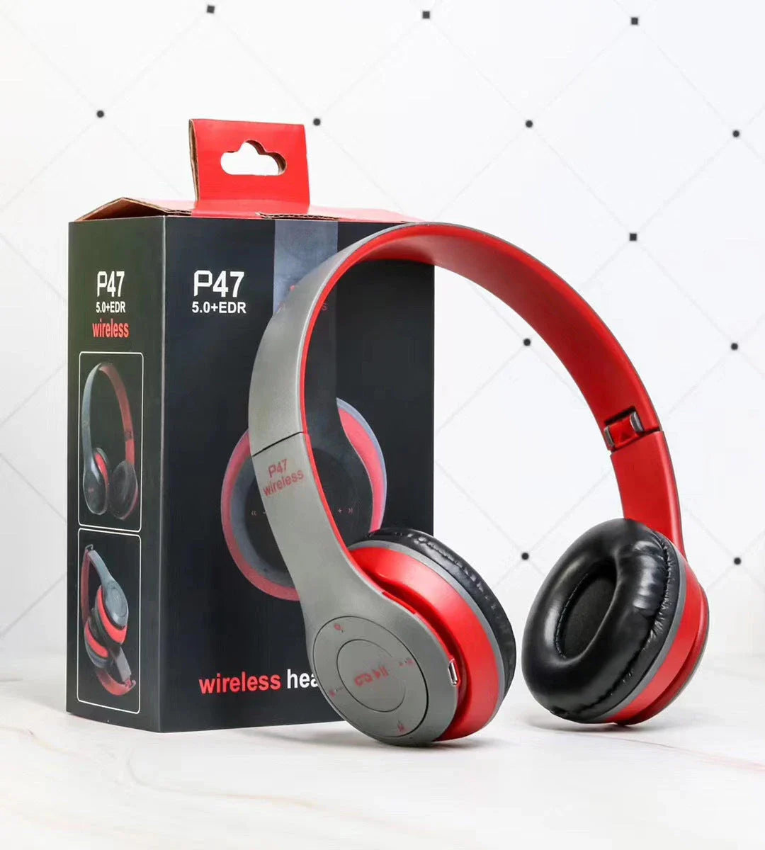 Wireless foldable stereo Bluetooth headphones with 40mm drivers, around-ear cushions, and adjustable headband for comfort