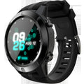Black men's smart watch with 1.3-inch screen showing heart rate and exercise tracking display