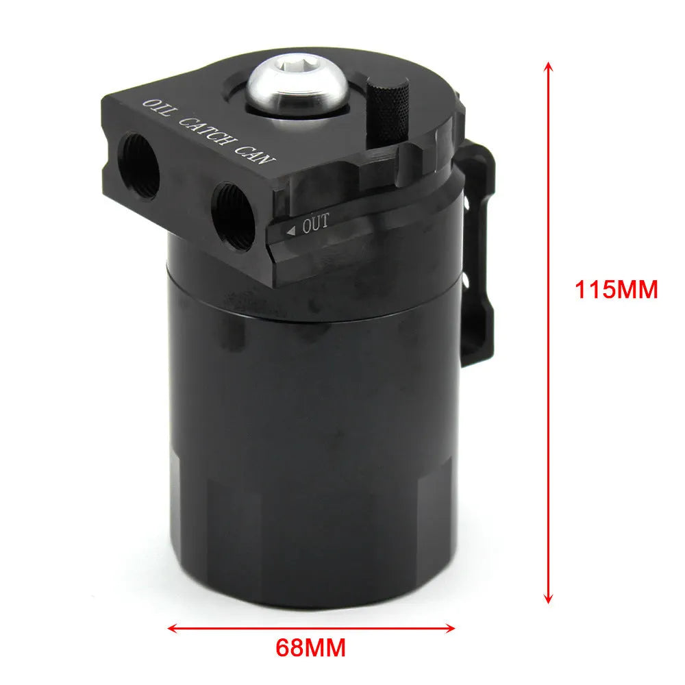 Aluminium car engine oil breather pot in choice of black, blue, red, or silver colours.