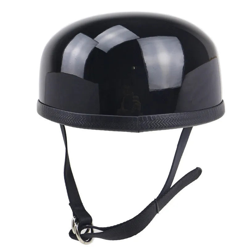 Bright black Japanese beret half helmet, hand-made fiberglass, sizes S to XXL