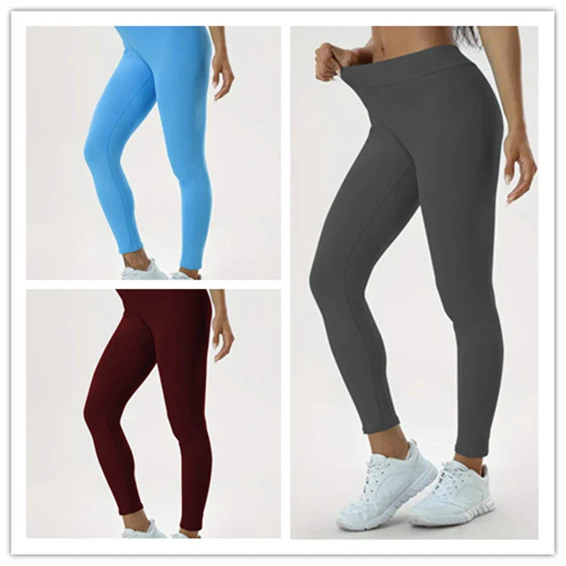 Women's high-waist yoga pants made of premium polyester fabric with a slimming, flattering design