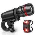 Bicycle headlight and taillight set with mounting bracket for cycling safety