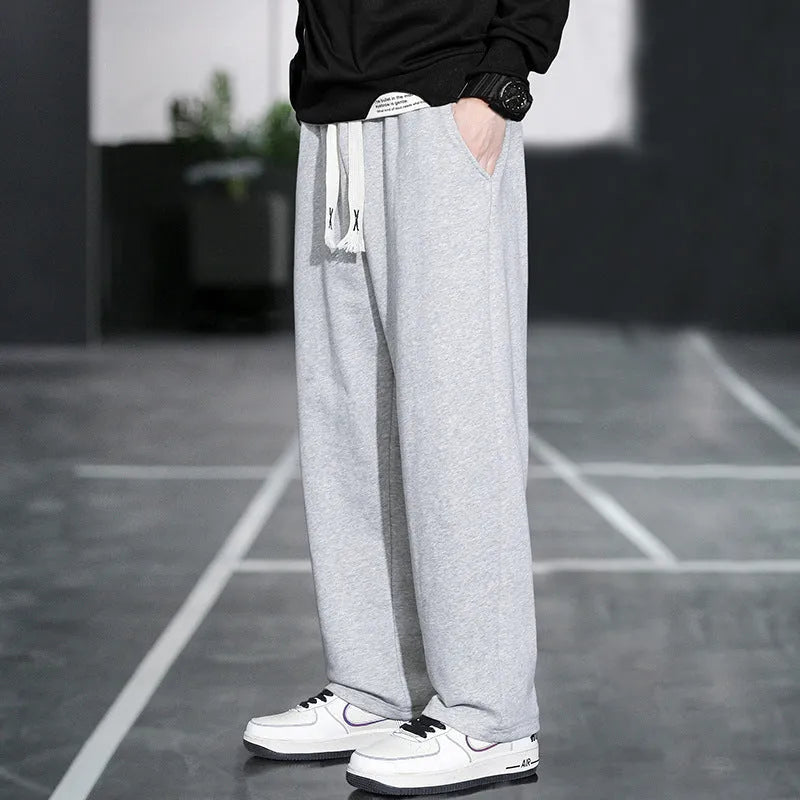 Men's casual bamboo fibre trousers in grey, black, apricot or brown with high waist and multiple pockets
